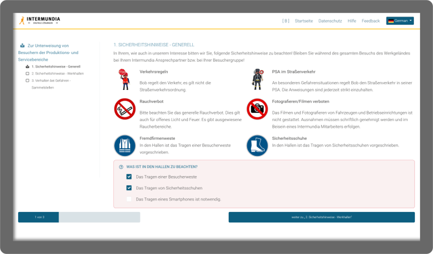 CIT Terminal – Digitale Sicherheitsunterweisung mit Wissenscheck